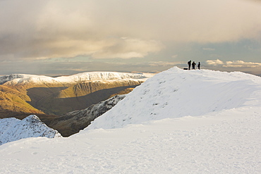 Striding Edge on Helvellyn looking towards the High Street Fells, Lake District National Park, Cumbria, England, United Kingdom, Europe