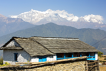 A traditional Nepalese mountain house below Annapurna, Nepal, Asia