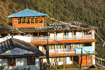 A tea house lodge on the Annapurna Base Camp trek at Chomrong, Himalayas, Nepal, Asia