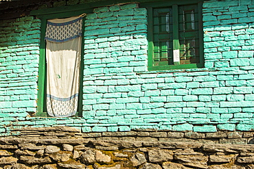 A colourful house in the Annapurna Himalayas, Nepal, Asia