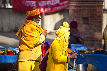 Sadhus (Hindu holy men) in Kathmandu, Nepal, Asia