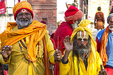 Sadhus (Hindu holy men) in Kathmandu, Nepal, Asia