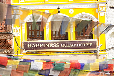 A guest house in Boudhanath Stupa square, Kathmandu, Nepal, Asia