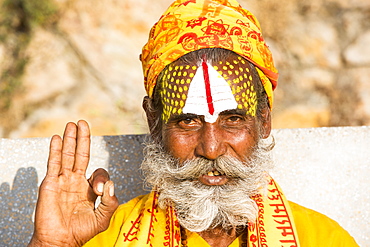 Sadhu (Hindu holy man) in Kathmandu, Nepal, Asia