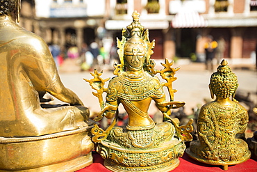 Nepalese goods for sale at a stall in Durbar Square, Patan, UNESCO World Heritage Site, Kathmandu, Nepal, Asia