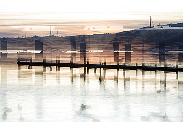 Waterhead on Lake Windermere at sunset, Ambleside, Lake District National Park, Cumbria, England, United Kingdom, Europe