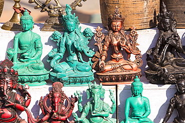 Nepalese goods for sale at a stall in Patan's Durbar Square, Kathmandu, Nepal, Asia