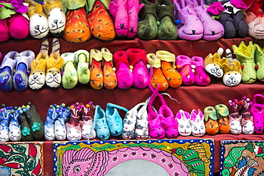 Felt slippers for sale in a shop in Kathmandu, Nepal, Asia