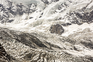 The rapidly retreating South Annapurna glacier in the Annapurna Sanctuary, Nepalese Himalayas, Nepal, Asia