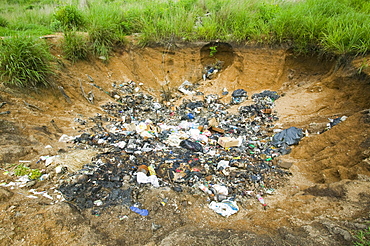 A rubbish pit on Malolo island off Fiji, Pacific