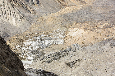 The rapidly retreating South Annapurna glacier in the Annapurna Sanctuary, Nepalese Himalayas, Nepal, Asia