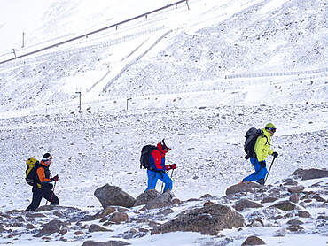 Ski mountaineering on the Cairngorm plateau, Scotland, United Kingdom, Europe