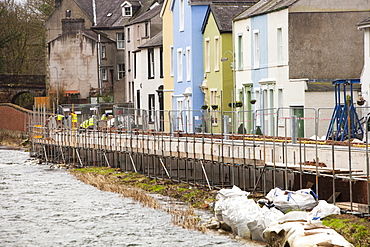 The new flood defences in Cockermouth, Cumbria, England, United Kingdom, Europe