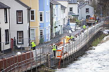 The new flood defences in Cockermouth, Cumbria, England, United Kingdom, Europe