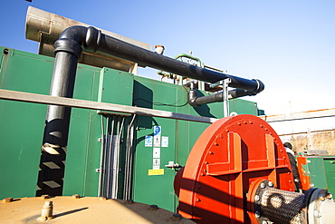 Methane biogas generator producing green electricity, from biogas extracted from an old landfill site on Walney Island, Cumbria, England, United Kingdom, Europe