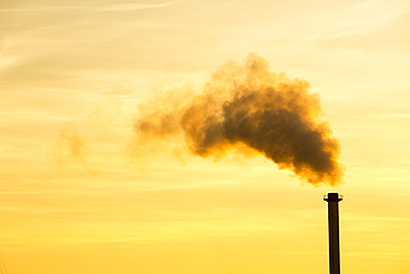 Sunset over the Iggesund paper board manufacturer in Workington, Cumbria, England, United Kingdom, Europe