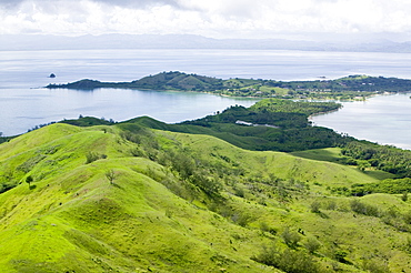 The view from the summit of Malolo island part of the Mananucas chain off Fiji, Pacific