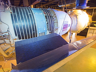 A 1960s Russian Soyuz space craft at the National Space Centre in Leicester, England, United Kingdom, Europe