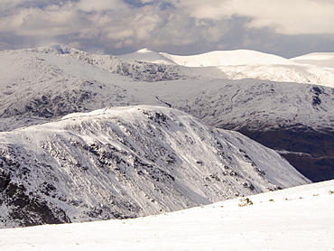 Looking towards Helvellyn fom Gray Crag during unseasonally cold weather in late March 2013, Lake District National Park, Cumbria, England, United Kingdom, Europe