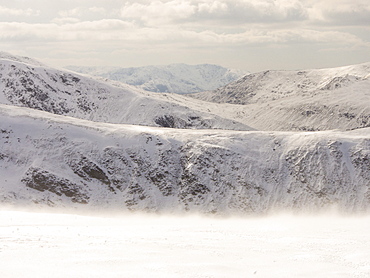 Looking towards Helvellyn fom Gray Crag during unseasonally cold weather in late March 2013, Lake District National Park, Cumbria, England, United Kingdom, Europe