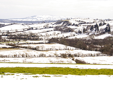 Looking towards Wenlock Edge from Hope Bowdler Hill above Church Stretton in Shropshire, England, United Kingdom, Europe