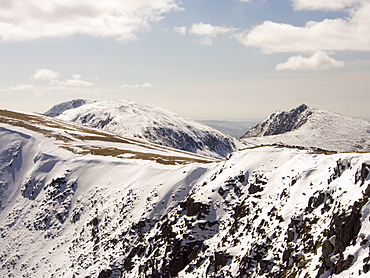 On the Coniston range in heavy snow, Lake District, Cumbria, England, United Kingdom, Europe