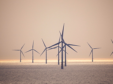 An offshore wind farm in Dutch waters an hour's sailing from Ijmuiden, Netherlands, Europe