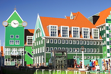 The ultra trendy, modern train station in Zaanstadt, designed to look like the traditional house style of the area, Netherlands, Europe