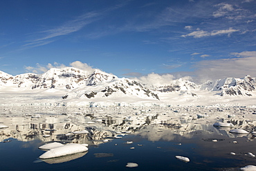 The Gerlache Strait separating the Palmer Archipelago from the Antarctic Peninsular off Anvers Island. The Antartic Peninsular is one of the fastest warming areas of the planet.