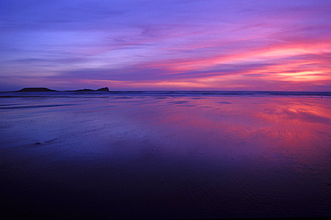 Sunset, Worms Head, Rhossili, Gower     (rr)