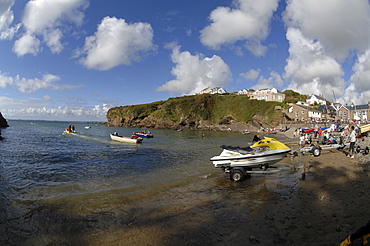 Jet ski and boats, Little Haven Summer Regatta, Pembrokeshire, Wales, UK, Europe