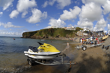 Jet ski and boats, Little Haven Summer Regatta, Pembrokeshire, Wales, UK, Europe