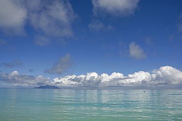 Silhouette Island from Beau Vallon beach, Mahe, Seychelles, Indian Ocean