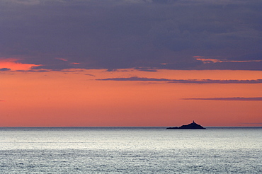 South Bishop and lighthouse, sunset, Pembrokeshire, Wales, UK, Europe