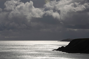 Gateholm and Skokholm island, silhouette, Marloes, Pembrokeshire, Wales, UK, Europe