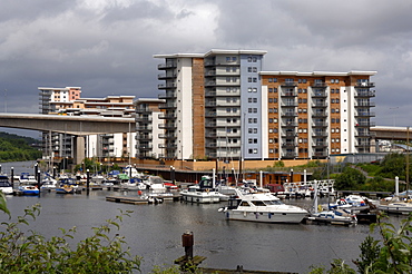 Marina and apartment block, Cardiff Bay, Cardiff, Wales, UK, Europe