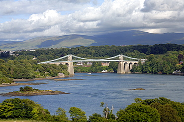 Menai Suspension Bridge, Anglesey, Wales, UK, Europe