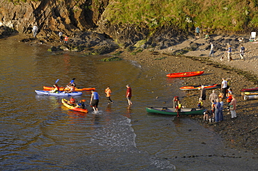 Canoeing, Ceibwr Bay, Pembrokeshire, Wales, UK, Europe