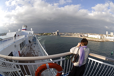 Deck of Pont Aven ferry, Brittany Ferries, Plymouth to Roscoff crossing, Atlantic Ocean