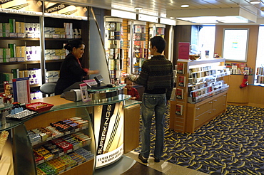 Shop, Pont Aven ferry, Brittany Ferries, Plymouth to Roscoff crossing, Atlantic Ocean        (rr)