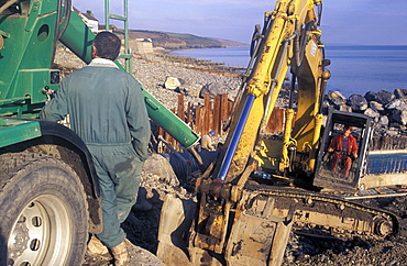 Coastal engineering works, sea outfall construction, Amroth, South Pembrokeshire