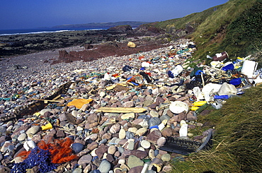 Litter washed up on Freshwater West, Pembrokeshire      (rr)