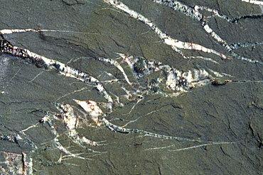 Tension cracks in rock filled with quartz         (rr)