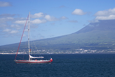 Sailing boat at Pico Island, Azores, Atlantic Ocean, Portugal, Europe