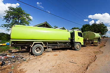 Tanks for transport of palm oil, East Kutai Regency, East Kalimantan, Borneo, Indonesia, Southeast Asia, Asia