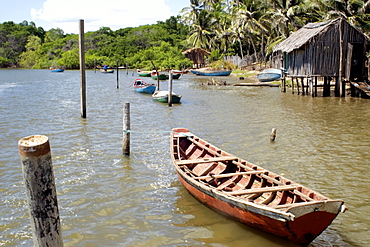 Boat on the Preguicas River, Mandacaru, Maranhao, Brazil, South America