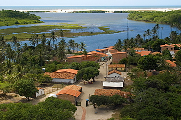 Village of Mandacaru, located between Preguicas river, Pequenos Lencois Maranhenses and the Atlantic ocean, Maranhao, Brazil, South America