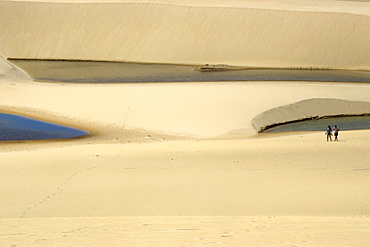 Lake in the sand dunes from Pequenos Lencois Maranhenses, between the ocean and Preguicas river, Barreirinhas, Maranhao, Brazil, South America