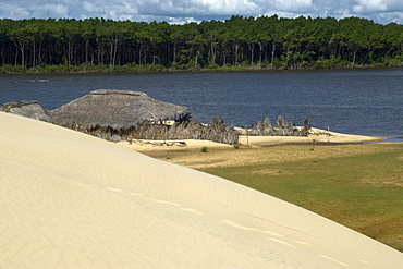 Sand dunes from Pequenos Lencois Maranhenses, between the ocean and Preguicas river, Barreirinhas, Maranhao, Brazil, South America