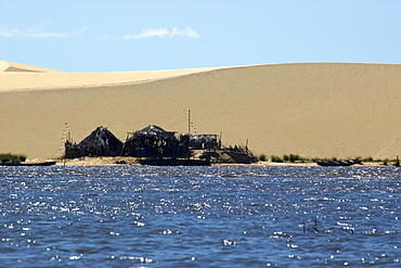 Sand dunes from Pequenos Lencois Maranhenses, between the ocean and Preguicas river, Barreirinhas, Maranhao, Brazil, South America